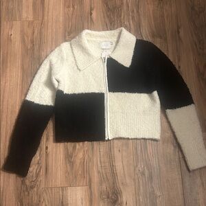 Lush Cream and Black Textured Jacket